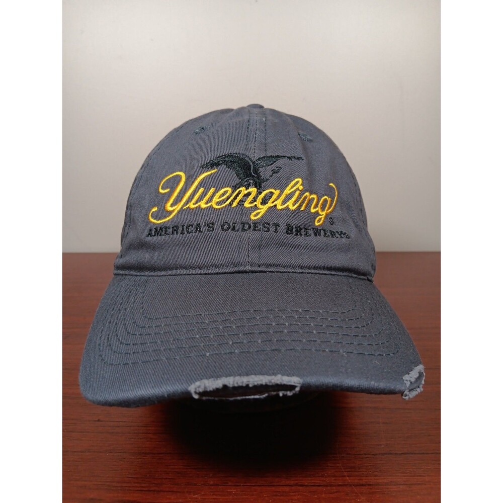 Yuengling Embroidered Hat Cap Gray Script Distressed 100% Cotton Unstructured